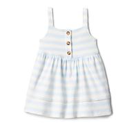 Amazon Essentials x Sofia Grainge Robe Évasée et Décontractée en Coton Bébé fille, Bleu Pâle Rayures Audacieuses, 12 mois