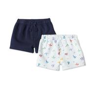 Amazon Essentials x Sofia Grainge Short à Enfiler en Maille et Tissu Éponge Bébé garçon, Lot de 2, Plage/Bleu Marine, 6-9 mois