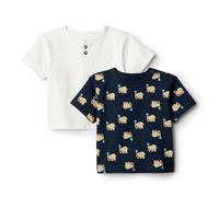 Amazon Essentials x Sofia Grainge T-Shirts à Manches Courtes Bébé Garçon, Lot de 2, Blanc/Éléphants, 6-9 Mois