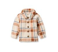 Amazon Essentials x Sofia Grainge Veste Surchemise Sherpa Bébé Garçon, Ivoire Caramel Lumière Plaid Simple, 24 mois