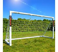 Amazon Exclusive Football Flick But d'entraînement 2,4 x 1,2 m - Le Meilleur But de Football en uPVC pour Les Jardins - Protection Contre Les intempéries - Système de Verrouillage intégré pour Un