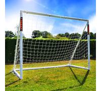 Amazon Exclusive Football Flick Goal But de Football pour Jardin, avec système de Verrouillage intégré, 70 mm d'épaisseur en uPVC Ultra épais (6 x 4, 8 x 4, 8 x 6, 12 x 6), Blanc, 2,4 x 1,8 m
