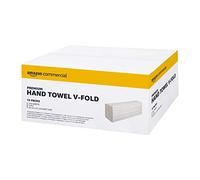 AmazonCommercial Essuie-Mains en Papier Plié V, 2 Epaisseurs Premium, 3150 Unité (15 lot de 210), Taille des Feuilles: 21 x 24 cm, Blanc, Compatible Distributeur H3