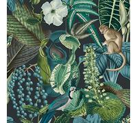 Amazone Papier Peint Noir/Bleu GranDeco JF2202 Tropical