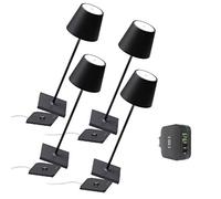 [AmazonExclusive] Zafferano Set 4x lampes portables Poldina Pro, chargeur quadruple USB Aiino pour charger lampe/smartphone en simultané, LED tactile réglable, base de charge àcontact, H38cm - Noir
