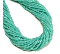Amazonite Perles cubiques à facettes en vrac 2 mm 3 mm 2 brins pour la | Trou percé bleu vert de 0,8 mm, 173 + 132 perles par brin, petit collier carré, bracelet, chaîne de lunettes