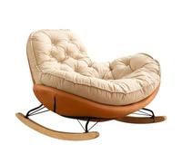 AMAZWI Chaise Bascule Loisirs Salon Chambre Coucher,Chaise Longue Chaise À Bascule avec Coussin Flanelle for Salon, Chambre Coucher, Porche, Arrière-Cour, Balcon, Bureaux(White+Orange)