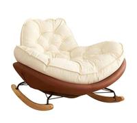 AMAZWI Chaise Bascule Loisirs Salon Chambre Coucher,Chaise Longue Chaise À Bascule avec Coussin Flanelle for Salon, Chambre Coucher, Porche, Arrière-Cour, Balcon, Bureaux(White+Brown)