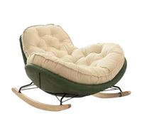 AMAZWI Chaise Bascule Salon Chambre Coucher,Chaise Longue,Chaise Bascule avec Coussin for Salon Chambre Coucher Porche Arrière-Cour, Balcon, Bureaux for Adultes(Off White+Green)