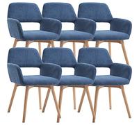 AMAZWI Chaises de Salle à Manger Chaise Cuisine Velvet Moderne Fauteuil Loisirs Accentué Rembourré avec Pieds Bois Massif Conception Dossier Creux, Ensemble De 6(Dark Blue)