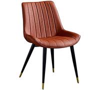 AMAZWI Chaises de Salle à Manger Siège Rembourré Similicuir Chaise Bureau Style Moderne Dossier Ergonomique avec Pieds Robustes Métal Noir Assemblage Facile(Orange)