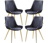 AMAZWI Ensemble de 4 Chaises D'appoint Cuir PU,Chaise Cuisine Salle Manger Chaises Comptoir Salon Pieds Métal Robustes for Bureau, Salon, Salle Manger, Cuisine(Negro,Gold Leg)