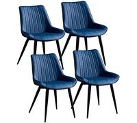 AMAZWI Ensemble de 4 Chaises de Salle à Manger Modernes Chaise Bureau Similicuir avec Pieds Métal Robustes Siège Rembourré Et Rembourré Chaises Bureau Domicile(Blue)