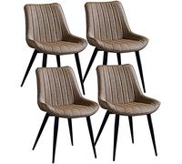 AMAZWI Ensemble de 4 Chaises de Salle à Manger Modernes Chaise Bureau Similicuir avec Pieds Métal Robustes Siège Rembourré Et Rembourré Chaises Bureau Domicile(Camel)