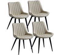 AMAZWI Ensemble de 4 Chaises de Salle à Manger Modernes Chaise Bureau Similicuir avec Pieds Métal Robustes Siège Rembourré Et Rembourré Chaises Bureau Domicile(Creamy-White)
