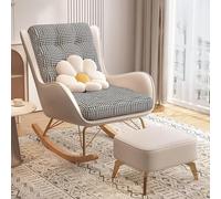 AMAZWI Fauteuil à bascule tapissé moderne avec dossier haut et accoudoirs, idéal pour salon et chambre (Off White)