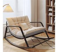 AMAZWI Fauteuil Bascule D'extérieur avec Coussin Rembourré, Fauteuil Inclinable Bascule for Salon, Chambre d'enfant, Véranda, Jardin, Arrière-Cour(Beige)