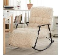 AMAZWI Fauteuil Bascule D'intérieur Moderne avec Poche Latérale Rembourrée, Idéal for Salon,Chambre Ou Le Bureau(Black Legs)