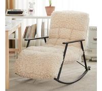 AMAZWI Fauteuil Bascule Fauteuil Bascule Moderne D'intérieur, Fauteuil D'appoint Bascule avec Poche Latérale Rembourrée for Salon Chambre Coucher, Bureau(Black Legs)