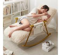 AMAZWI Fauteuil Bascule Moderne,Rembourré Structure Acier, Capacité 150 Kg, Poche Latérale, Usage Intérieur,Chambre d'enfant, Salon(Golden Legs)