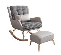 AMAZWI Fauteuil Bascule Salon Fauteuil Inclinable Rembourré Et Confortable avec Coussin Lombaire Et Repose-Pieds, for Lire Et Faire Sieste(Grey)