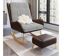 AMAZWI Fauteuil Bascule Salon Fauteuil Inclinable Rembourré Et Confortable avec Repose-Pieds for Lire Et Faire La Sieste(Brown,with Ottoman)