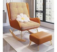 AMAZWI Fauteuil Bascule Salon Fauteuil Inclinable Rembourré Et Confortable avec Repose-Pieds for Lire Et Faire La Sieste(Orange a,with Ottoman)