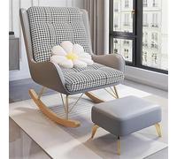 AMAZWI Fauteuil Bascule Salon Fauteuil Inclinable Rembourré Et Confortable avec Repose-Pieds for Lire Et Faire La Sieste(Grey,with Ottoman)