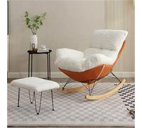 AMAZWI Fauteuil Confortable Fauteuil Bascule Polaire Fauteuil Salon Rembourré Moderne avec Coussin Épais for Se Détendre Lire Faire Sieste Meuble D'appoint Salon(White)