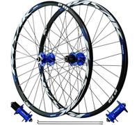 AMAZWI Paire Roues VTT 26/27,5/29 Pouces Freins Disque 4 Roulements Étanches Jantes Avant Et Arrière 32 Trous, Compatible avec Cassettes 7-11 Vitesses(Blue QR,26 inch)