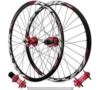 AMAZWI Paire Roues VTT 26/27,5/29 Pouces Freins Disque 4 Roulements Étanches Jantes Avant Et Arrière 32 Trous, Compatible avec Cassettes 7-11 Vitesses(Red Thru AXLE,29 inch)