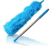 Amazy Plumeau Télescopique - Lavable et Flexible en Microfibre avec Manche Extensible Acier Inoxydable jusqu'à 210 cm pour Radiateur, Poussière, Toile D'Araignée, Plafond Bleu