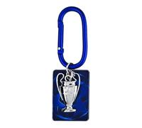 AMBALLCOM UEFA Champions League Porte-clés - Mousqueton Réplique Trophée Métal avec Dôme Epoxy - Article officiel supporter Football CL, argenté et bleu, 25 mm