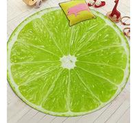 AMBATTERY 60X60Cm Couleur Rond Tapis Vert Citron Tapis Salon Table Basse Mat Homestay Décoration Dessin Animé Couverture de Chevet Balcon Mat