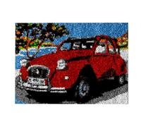 AMBATTERY Activité Manuelle Adulte Voiture Rétro Kit Tapis Point Noué À Faire Grande Taille Fabrication De Tapis À Crochet Kit De Crochet À Loquet Coussin 21x29in