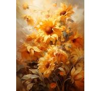 AMBATTERY Adultes Broderie Point de Croix Kits, Fleur de tournesol en fleurs, F, 50 * 70 cm DIY débutant canevas point de croix kit 11CT toile pré-imprimé décoration de la maison