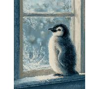 AMBATTERY Animal Latch Hook Rug Kit Pingouin De Dessin Animé Kit De Fabrication De Tapis，Kits De Broderie Au Point De Croix，Travaux D'Aiguille Pour La Décoration Intérieure 21x29in
