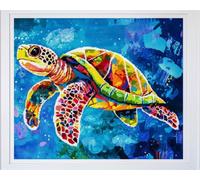 AMBATTERY Animal Tapis De Crochet À Point Noué Tortue De Mer Colorée Cross Stitch Noué Tapis, Tapis Au Crochet pour Les Débutants, Adultes Et Adolescents Bricolage Tapis Broderie Kit 20x15in