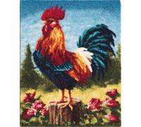 AMBATTERY Animal Tapis Point Noué Kit Coq De Dessin Animé Kits De Crochet À Loquet Pour Adultes，Set Broderie De Tapis，Kit De Fabrication De Coussins De Canapé À Faire Soi-Même 33x45in