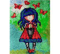 AMBATTERY Bricolage Tapis Kit Dessin animé Fille Latch Hook Tapis Set Tapis Knotting Cross Stitch Set pour Enfants et Adultes Kit d’Outils de Fabrication de Tapis 20x15in