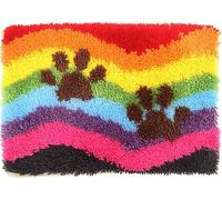 AMBATTERY Bricolage Tapis Kit Rayures Colorées Latch Mat pour Vous-Même Tapis De Nouage，Adultes Ou Débutants，Loquet Crochet Kits Tapis Manuelle Adulte Broderie 20x15in