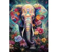 AMBATTERY Canevas Broderie Point de Croix Kit, Fleurs et éléphants,P,50 * 70cm Kit Broderie Point de Croix Compté Imprimé DéButant Adulte Anglaise, Easy Set Loisirs CréAtifs Adultes Broderie