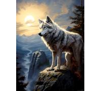 AMBATTERY Création De Tapis Et Canvas Loup,Animal Kit De Crochet À Loquet Tapis avec Modèle Kit De Tapis Crochet pour Décoration D'Intérieur Fabrication De Tapis Coussin De Bricolage 31x45in