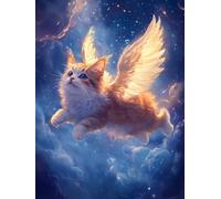 AMBATTERY DIY Kit Broderie Point de Croix, Ciel étoilé et chats Point de Croix Kit de Broderie Imprimé 11CT Kit Broderie Point De Croix