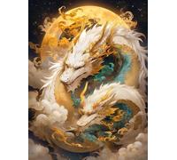 AMBATTERY DIY Kit Broderie Point de Croix, Dragon mythique,B,50 * 70cm Point de Croix Kit de Broderie Imprimé 11CT Kit Broderie Point De Croix