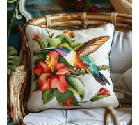 AMBATTERY DIY Loquet Crochet Kit Complet Housse de Coussin, Animaux, oiseaux et fleurs Kits de Crochet pour Débutants,Kit Point Noué Coussin,Tapis Point Noué À Faire43x43cm