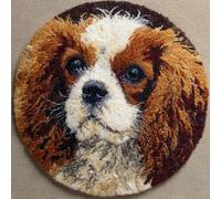 AMBATTERY Diy Tapis Kit Crochet Debutant Animal Chien Kit De Tapis Au Crochet, Coussin Faits Main Avec Pré-Impression，Cadeau Artisanal 3D À Faire Soi-Même 50x50cm