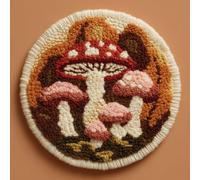 AMBATTERY Diy Tapis Kit Crochet Debutant Champignon de dessin animé Kit De Tapis Au Crochet, Coussin Faits Main Avec Pré-Impression，Cadeau Artisanal 3D À Faire Soi-Même 50x50cm