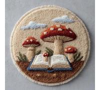 AMBATTERY Diy Tapis Kit Crochet Debutant Champignon de dessin animé Kit De Tapis Au Crochet, Coussin Faits Main Avec Pré-Impression，Cadeau Artisanal 3D À Faire Soi-Même 50x50cm