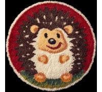 AMBATTERY Diy Tapis Kit Crochet Debutant hérisson Kit De Tapis Au Crochet, Coussin Faits Main Avec Pré-Impression，Cadeau Artisanal 3D À Faire Soi-Même 50x50cm